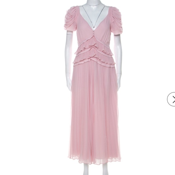 Self Portrait Ruffled chiffon midi dress,New Products : American Fashion Style Bags On Sale
